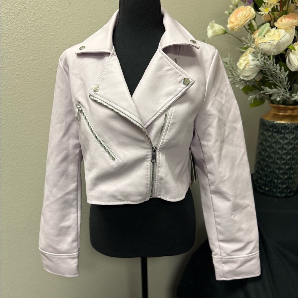 NWT Ci Sono by Cavallini Lavender Faux Leather Moto Jacket – Size Small